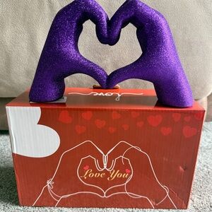 Purple Heart Hands Decor for Living Room Bedroom Bookshelf Coffe Table